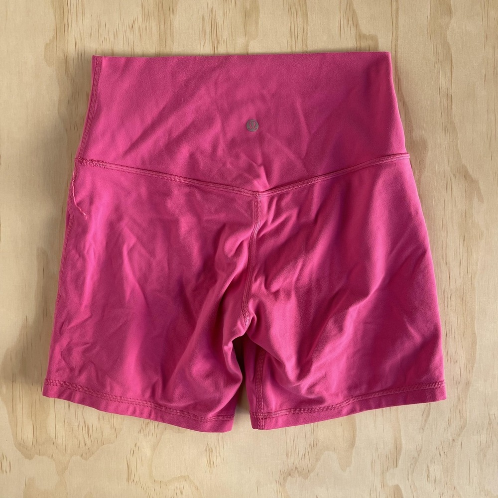 Lululemon Shorts Womens 4 Pink High Rise Biker 6" Yoga Running Athletic Workout - Picture 2 of 8